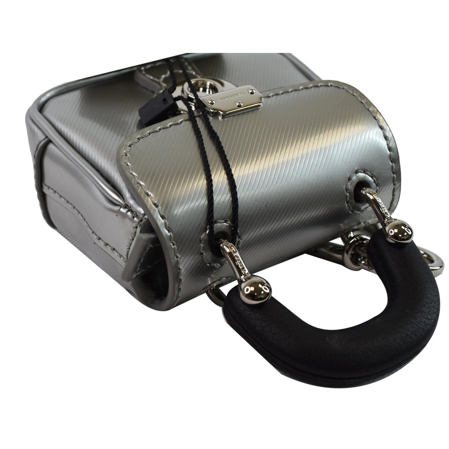 BURBERRY Trench Patent Leather Charm Coin Purse Bag Black/Silver - Final Sale