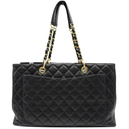CHANEL XL Grand Quilted Caviar Leather Shopping Tote Bag Black