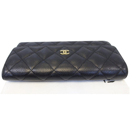 Chanel Gusset Flap Caviar Wallet Black