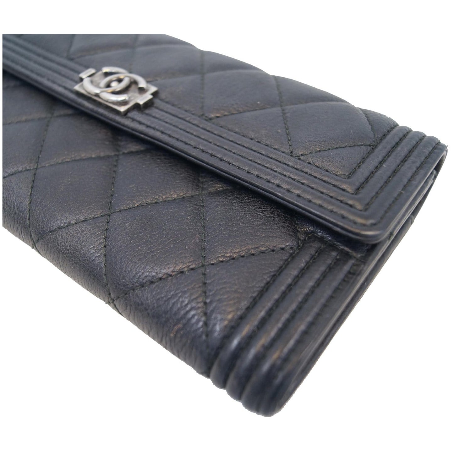CHANEL Boy Large Flap Lambskin Leather Wallet Black - 15% OFF