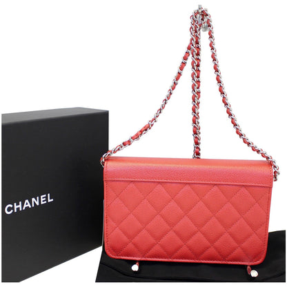 CHANEL Wallet on Chain Grained Calfskin Leather Shoulder Crossbody Bag