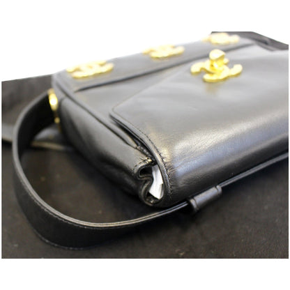 CHANEL Vintage Logo Plaque Bum Bag Black
