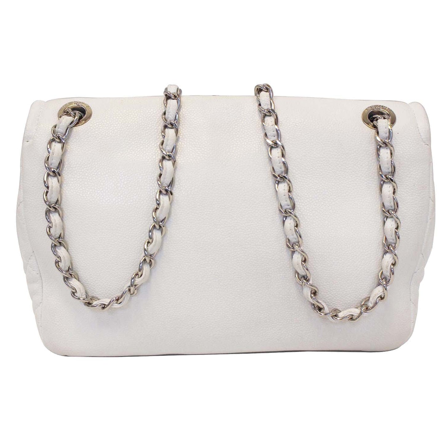 CHANEL Caviar Timeless CC Flap Shoulder Bag White