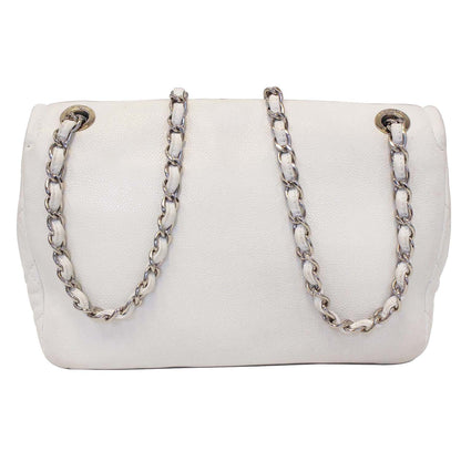 CHANEL Caviar Timeless CC Flap Shoulder Bag White