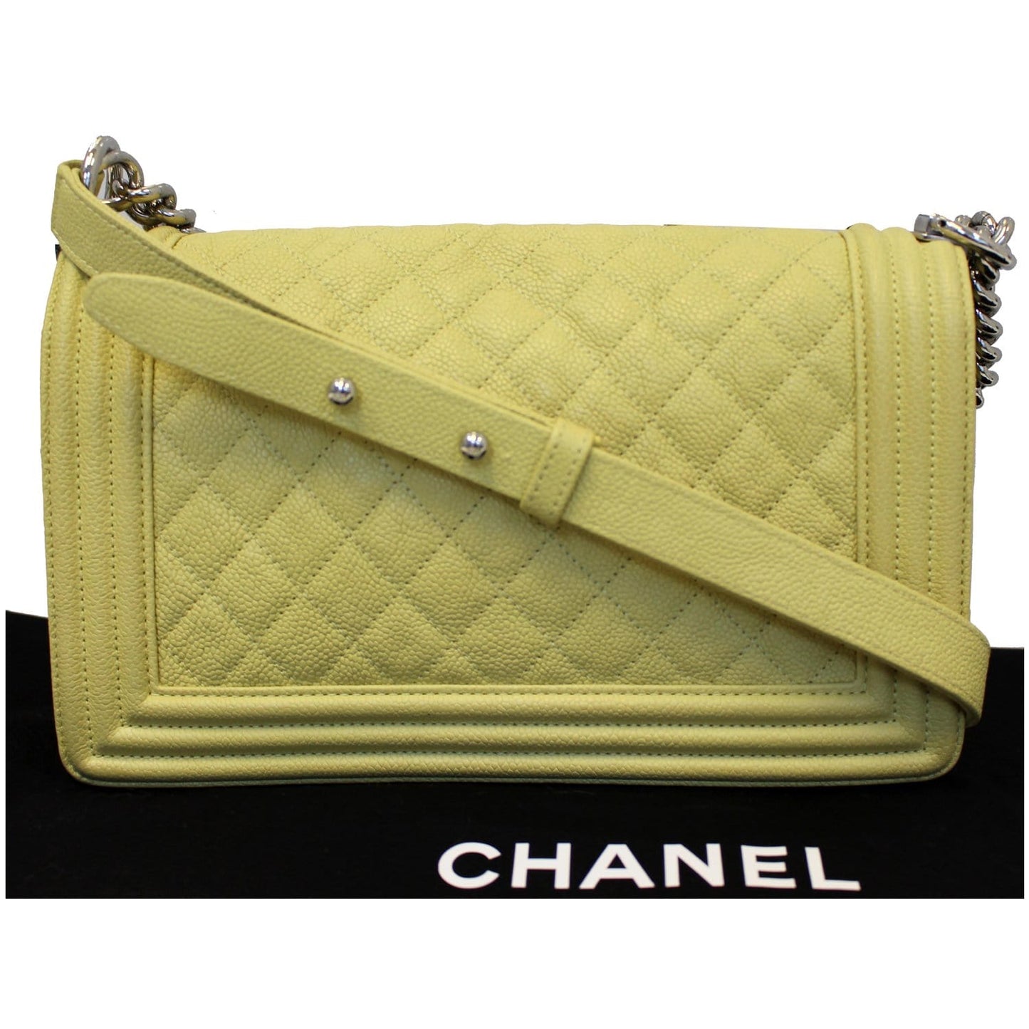 CHANEL Medium Boy Flap Caviar Quilted Leather Shoulder Bag Yellow