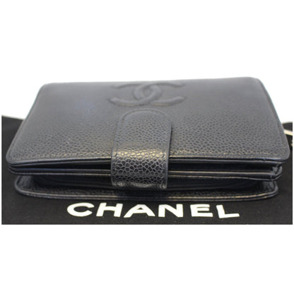 CHANEL CC Caviar Leather Bifold Wallet Black