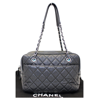 CHANEL Camera Case Quilted Caviar Leather Medium Flap Shoulder Bag