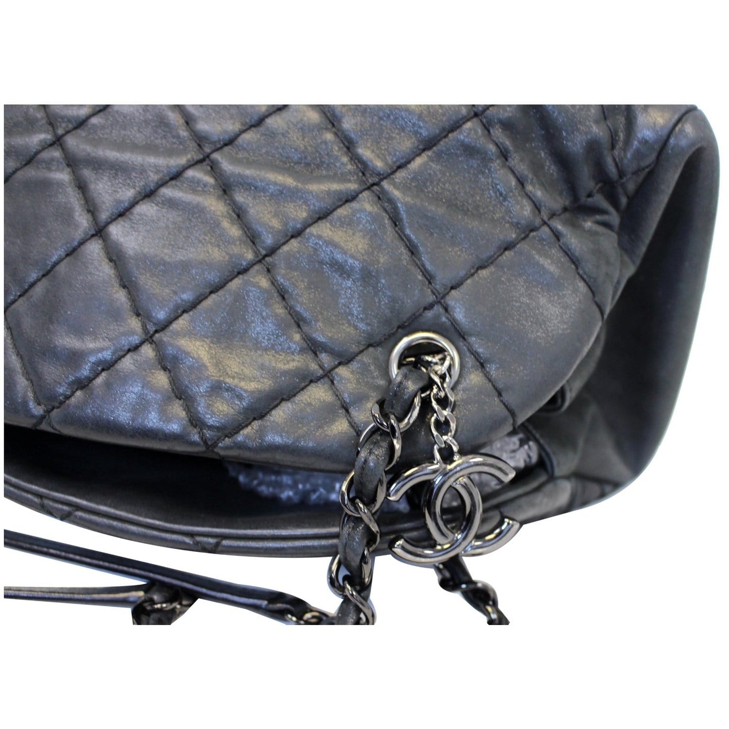 CHANEL Just Mademoiselle Calfskin Leather Bowling Bag Black