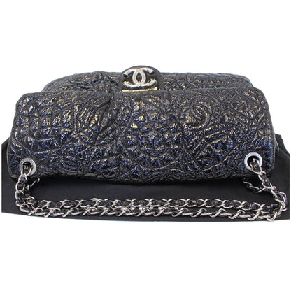 CHANEL Quilted Pattern Jumbo Single Flap Bag Black