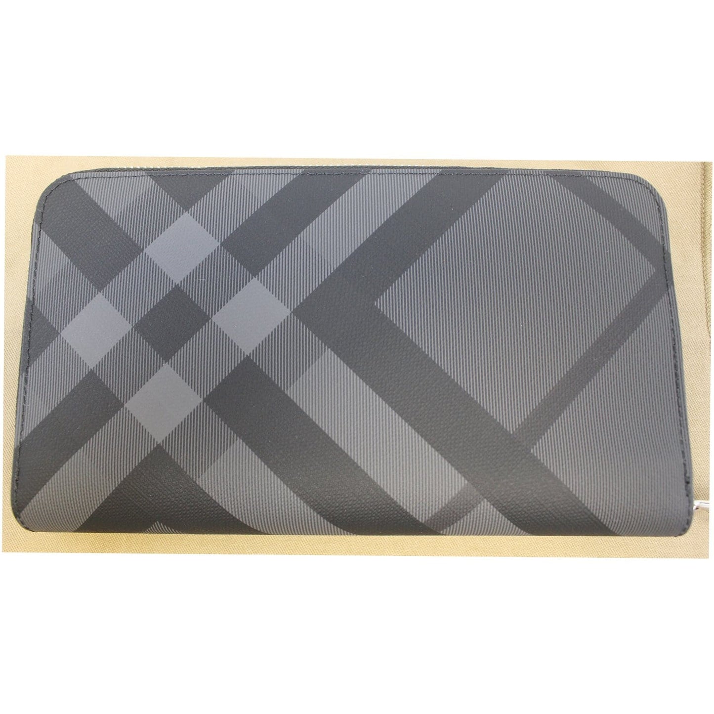 BURBERRY London Check Ziparound Wallet Grey Black