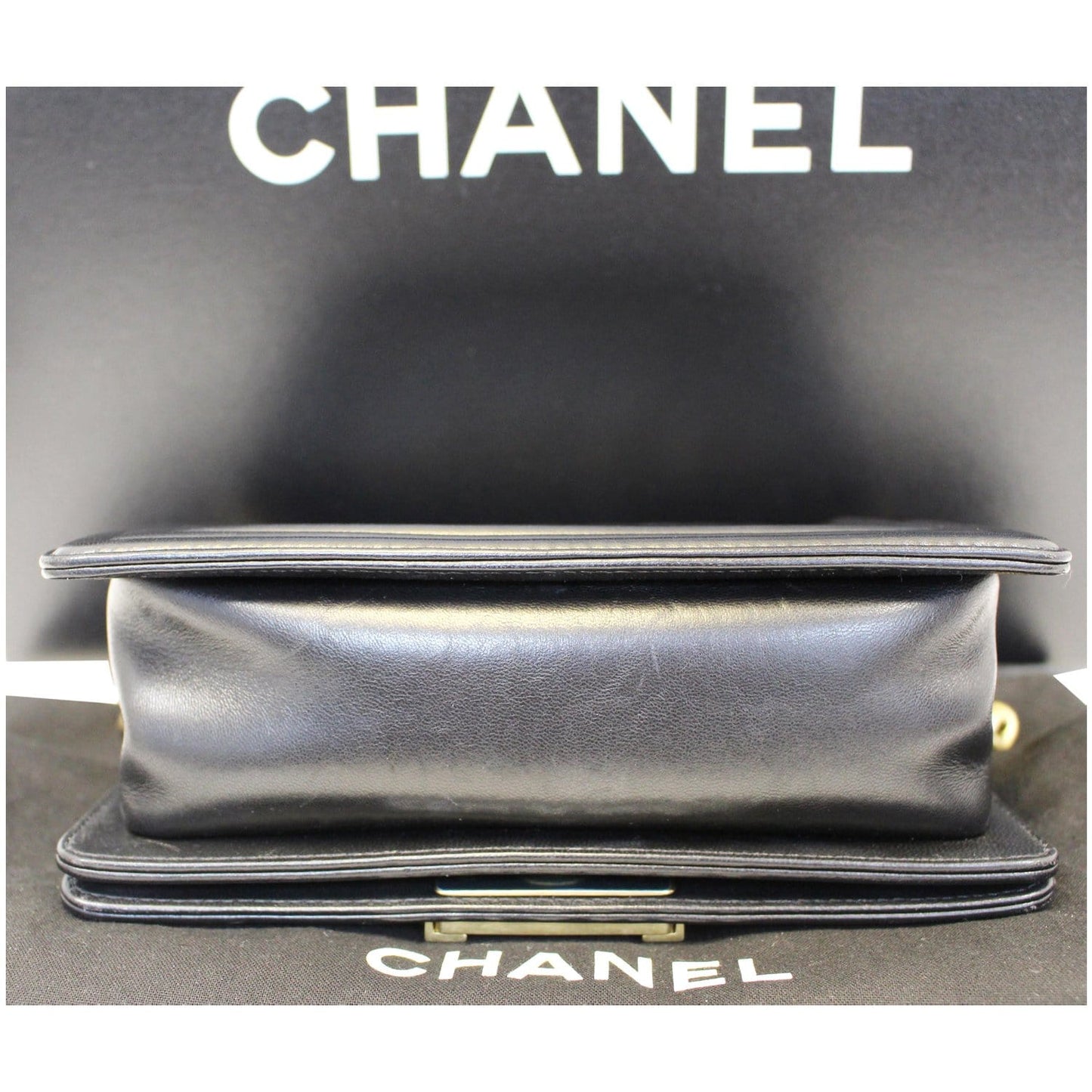 CHANEL Le Boy Small Lambskin Leather Shoulder Bag Black