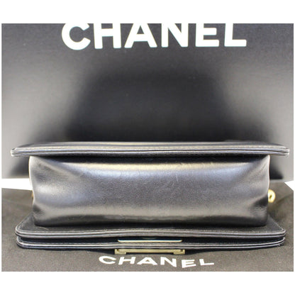 CHANEL Le Boy Small Lambskin Leather Shoulder Bag Black