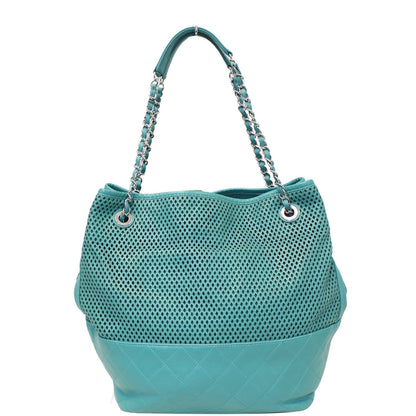 CHANEL Calfskin Perforated Up In The Air North South Tote Shoulder Bag