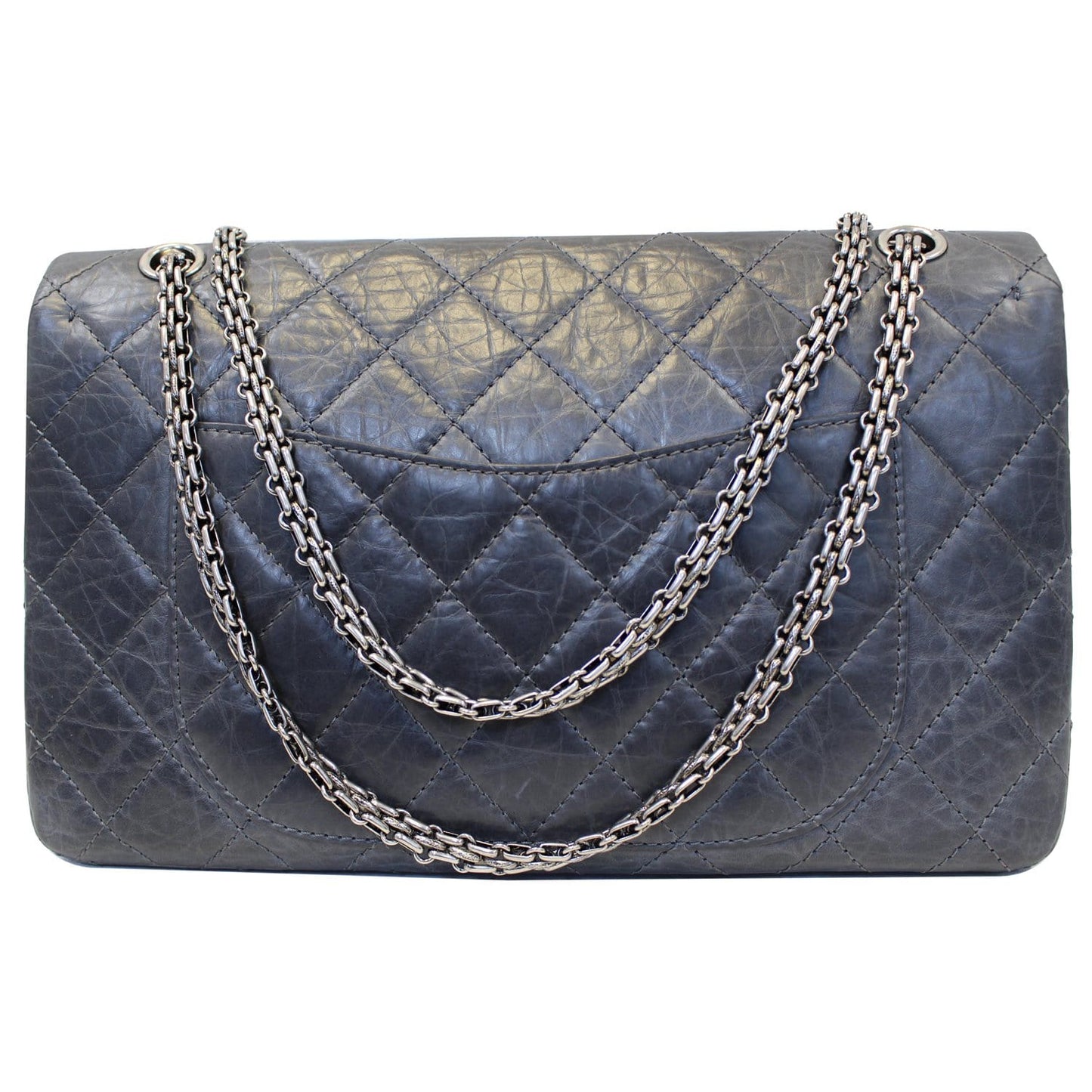 CHANEL 2.55 Reissue Mademoiselle Lock Calfskin Leather Shoulder Bag Grey
