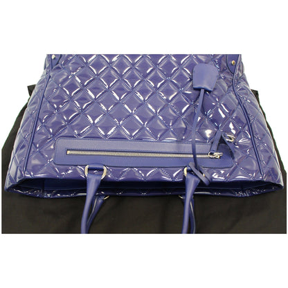 CHANEL Timeless XL Quilted Carry-on Patent Leather Tote Royal Blue