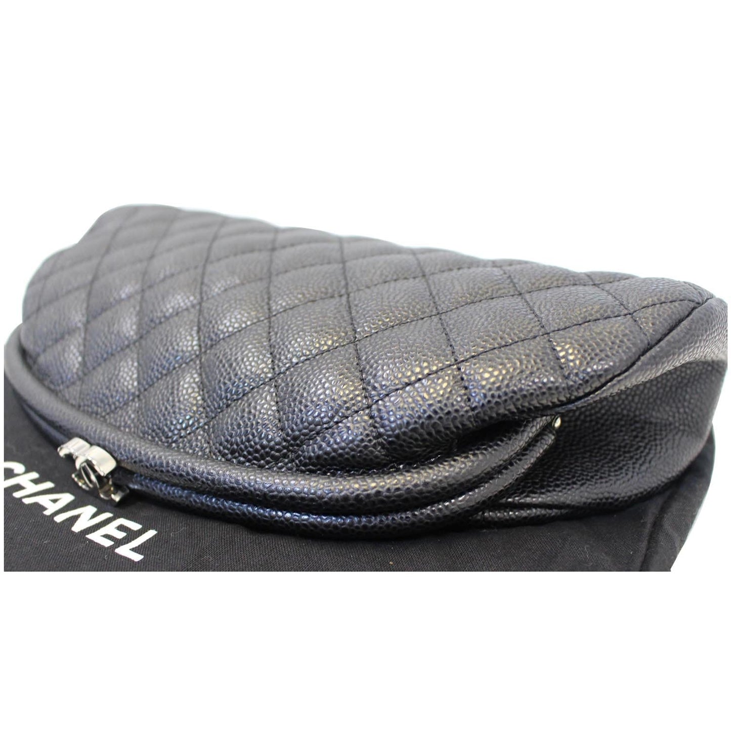 CHANEL Timeless Caviar Quilted Leather Clutch Black