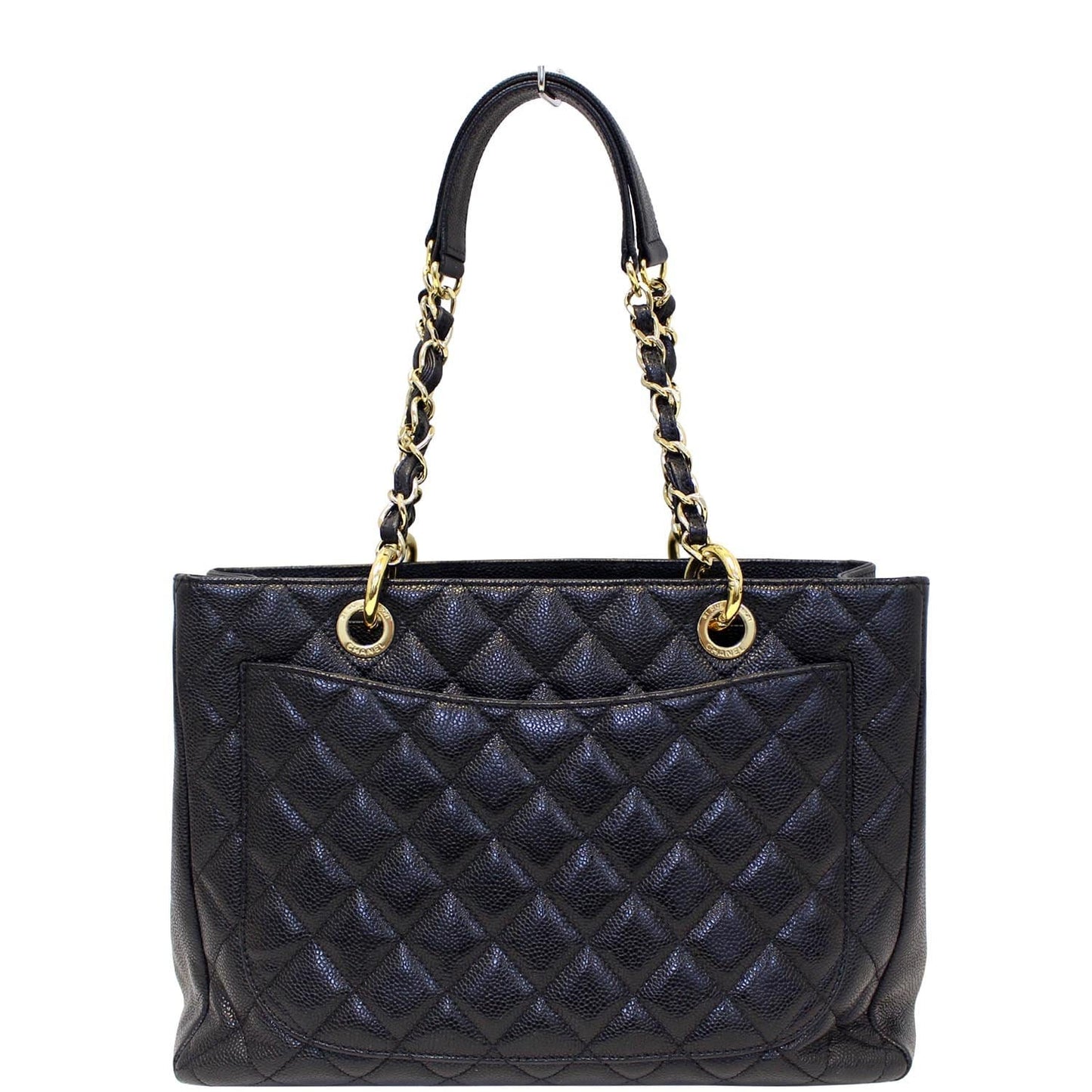 CHANEL Black Caviar Leather Grand Shopping Tote Bag