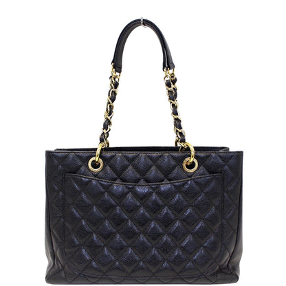 CHANEL Black Caviar Leather Grand Shopping Tote Bag