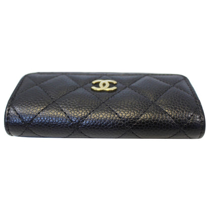 CHANEL Flap Caviar Leather Card Holder Black