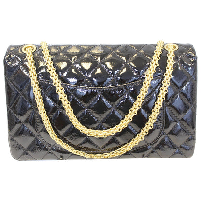 CHANEL Reissue Double Flap Patent Leather Shoulder Bag Black