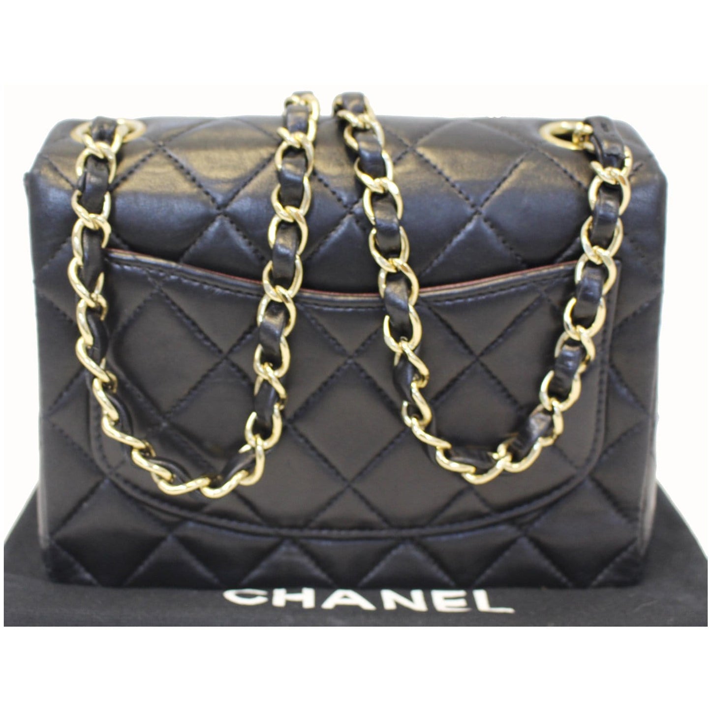 CHANEL Mini Flap Lambskin Leather Crossbody Bag Black
