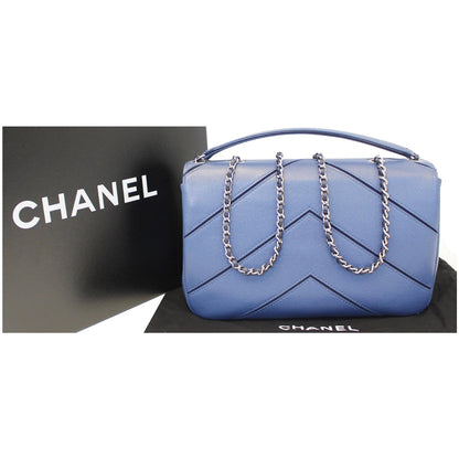 CHANEL CC Chevron Flap Shoulder Crossbody Bag Blue