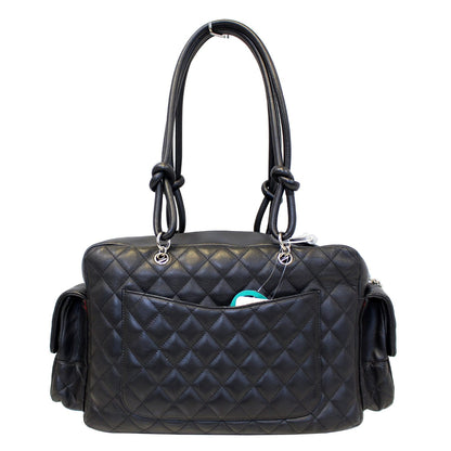 CHANEL Black Quilted Leather Ligne Cambon Reporter Shoulder Bag