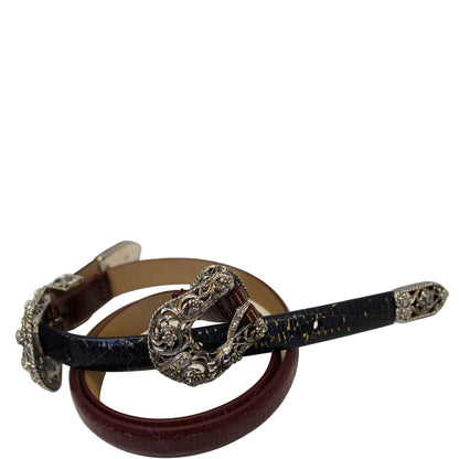 CHANEL Black/Red Leather Women's Belt Size 36 - Last Call