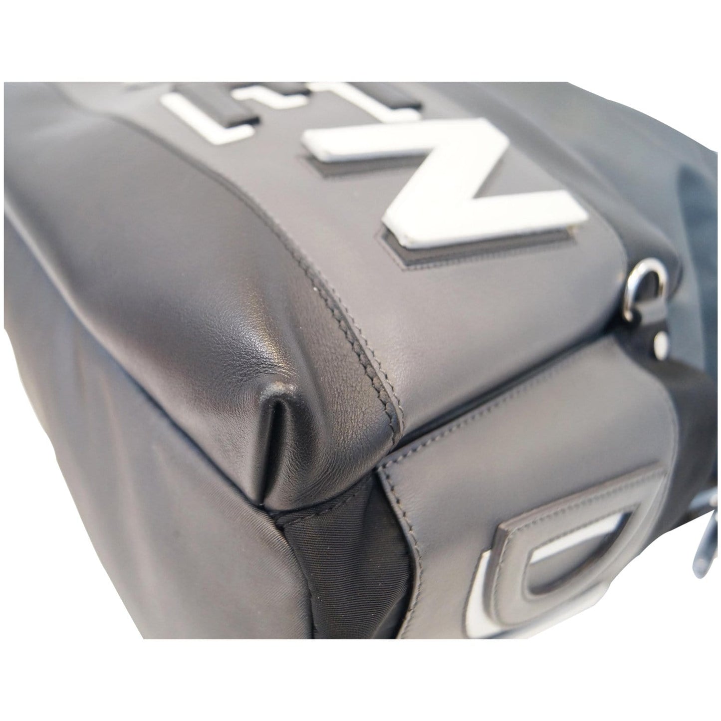 FENDI Shadow Logo Nylon Fabric Backpack Bag Grey/Black