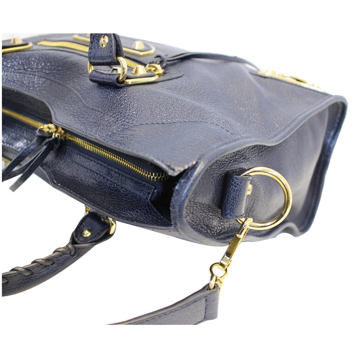 BALENCIAGA Metallic Edge City Leather Shoulder Bag Navy Blue - Last Call