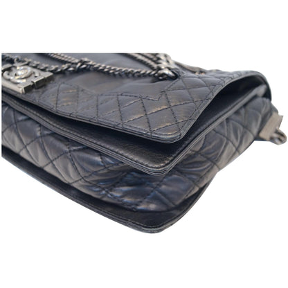 CHANEL Boy Enchained Large Calfskin Leather Flap Shoulder Bag Black