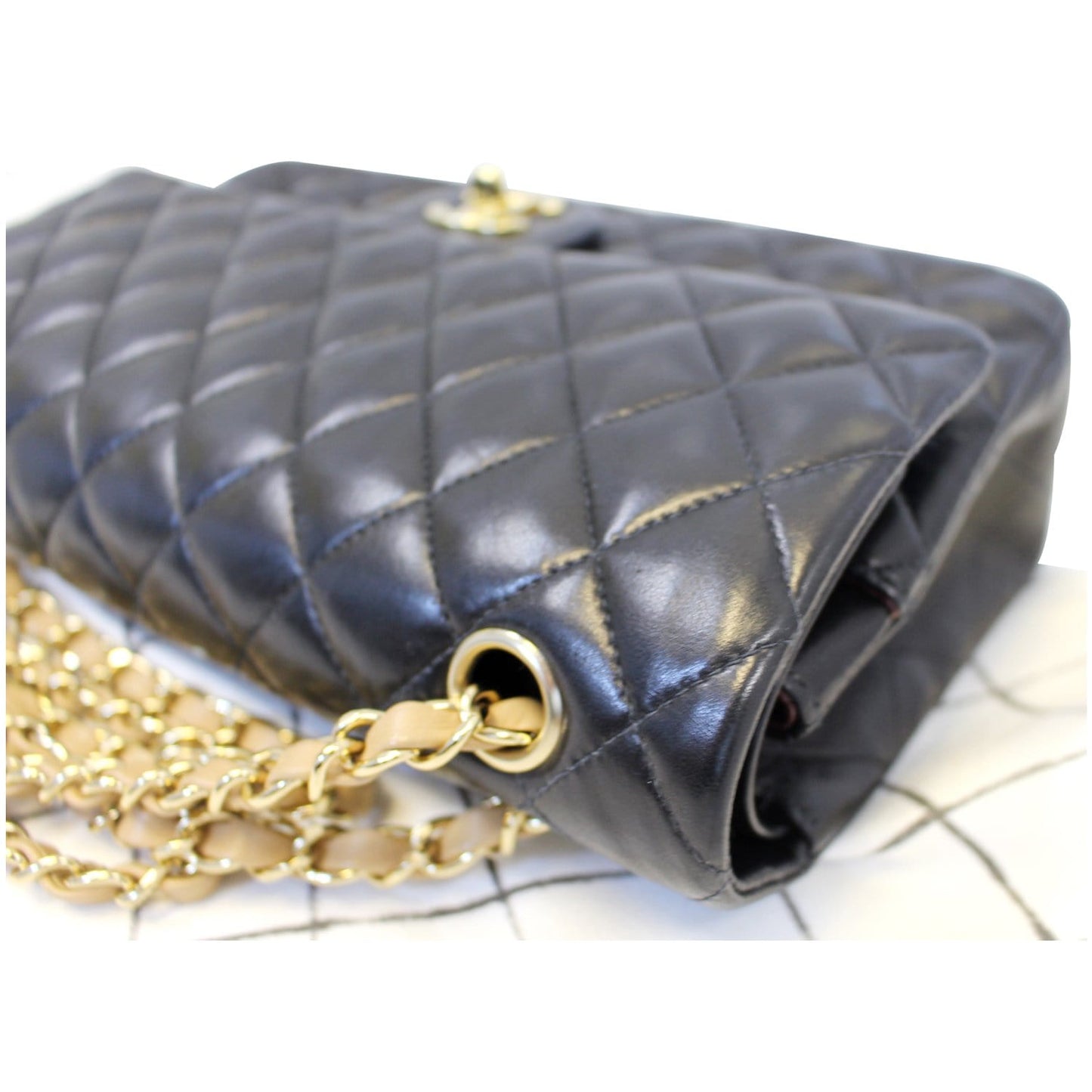 CHANEL Classic Jumbo Quilted Lambskin Leather Double Flap Shoulder Bag