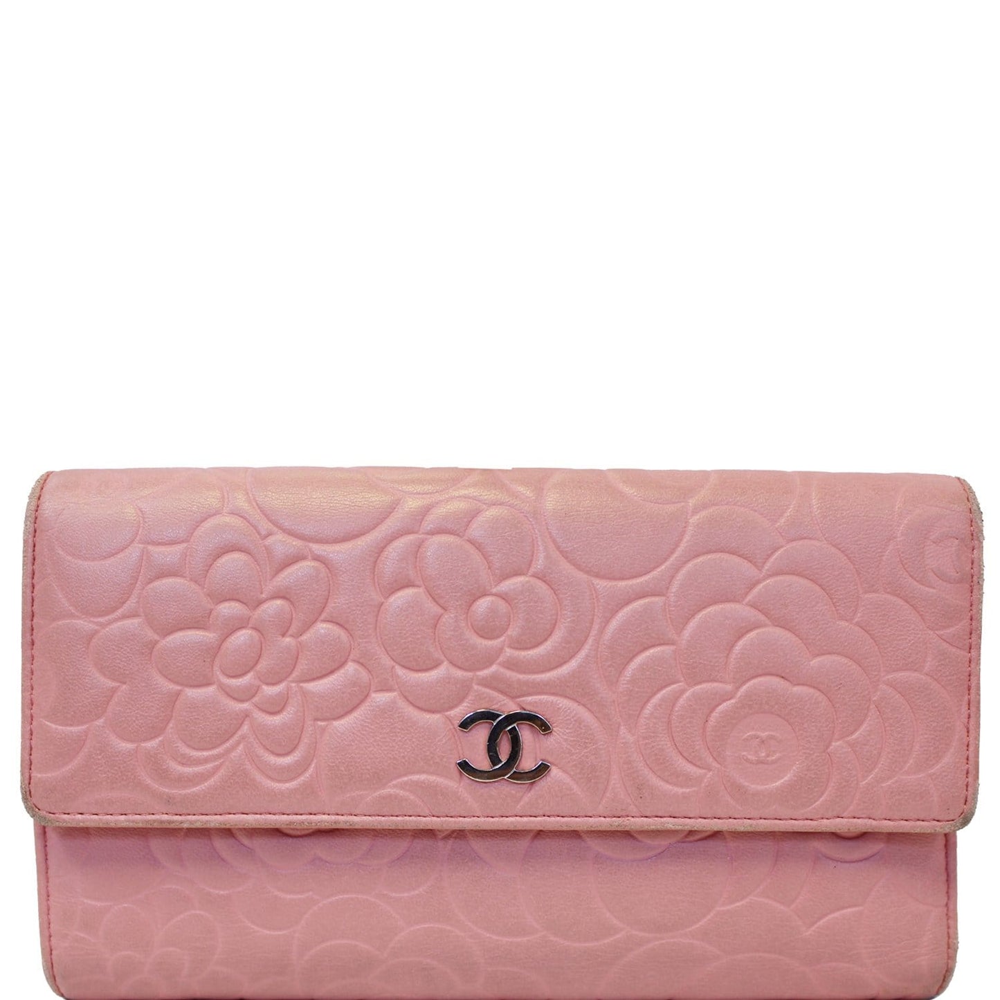 CHANEL Camellia Leather Trifold Wallet Pink - 25% OFF