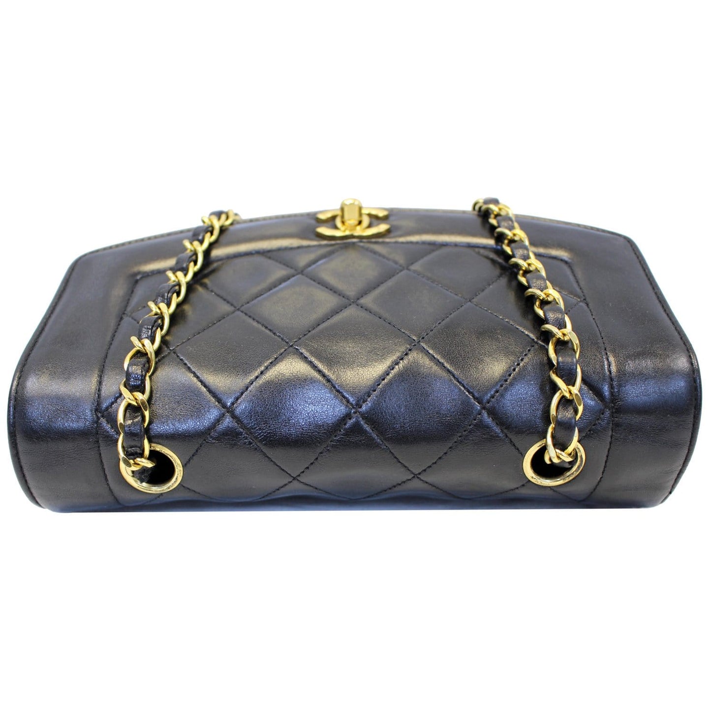 CHANEL Diana Flap Bag Quilted Lambskin Shoulder Bag Black Vintage