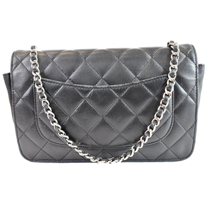 CHANEL Wallet On Chain Lambskin Leather WOC Crossbody Bag Black