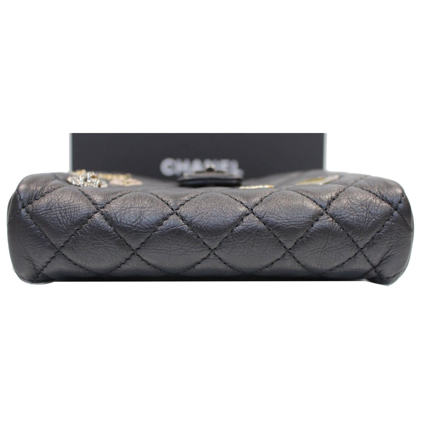 CHANEL Reissue Lucky Charm Quilted Leather Chain Crossbody Clutch Bag Black