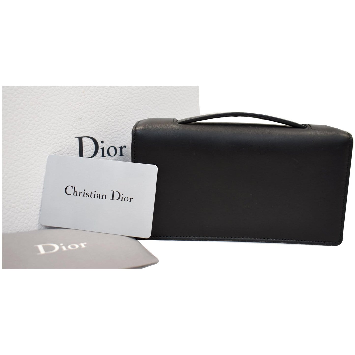 CHRISTIAN DIOR Bee Leather Pouch Clutch Bag Black - 20% OFF