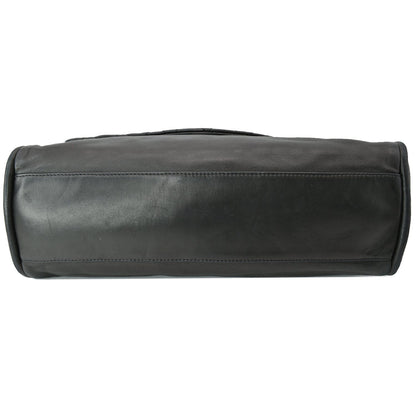 CHANEL Double Foldover Twist Closure Smooth Lambskin Tote Bag Black