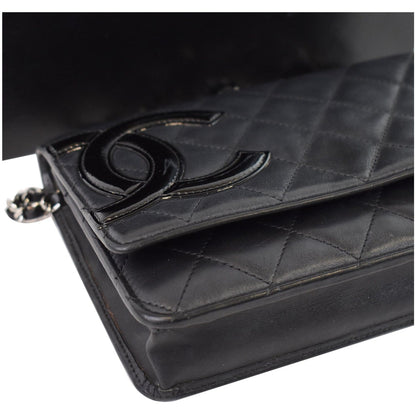 CHANEL Cambon Ligne Quilted Leather WOC Clutch Bag Black