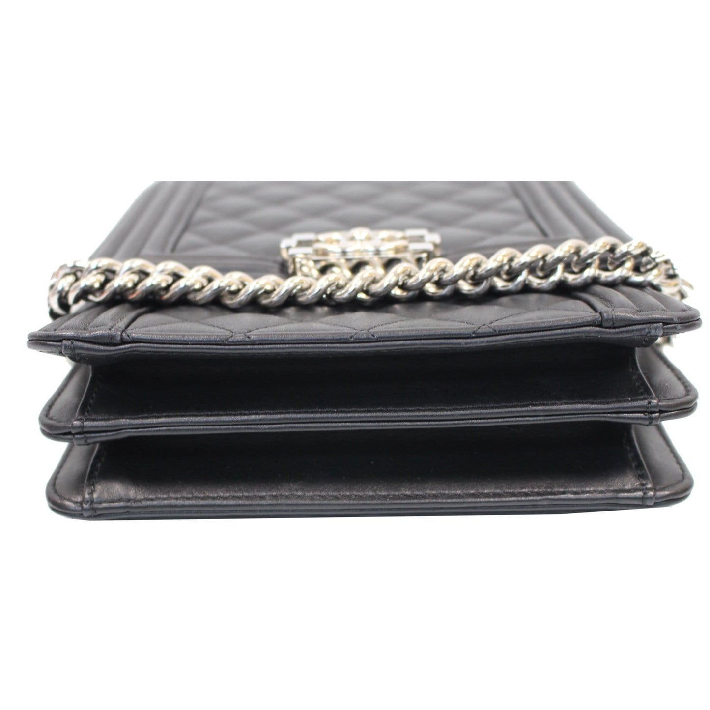 CHANEL North South Boy Lambskin Leather Crossbody Bag Black