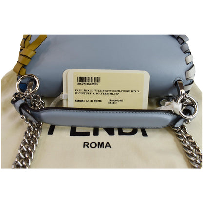 FENDI Vitello Liberty Whipstitch Bow Small Kan I Shoulder Bag Light Blue - Final Sale