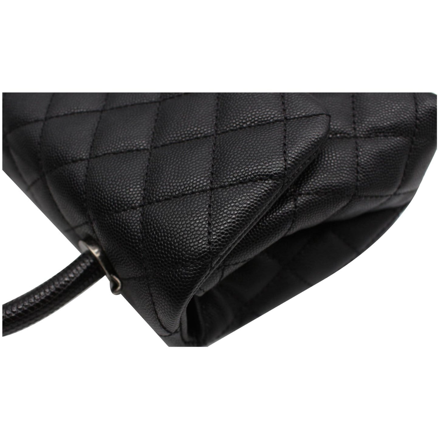 CHANEL Coco Mini Top Lizard Handle Caviar Leather Shoulder Bag Black