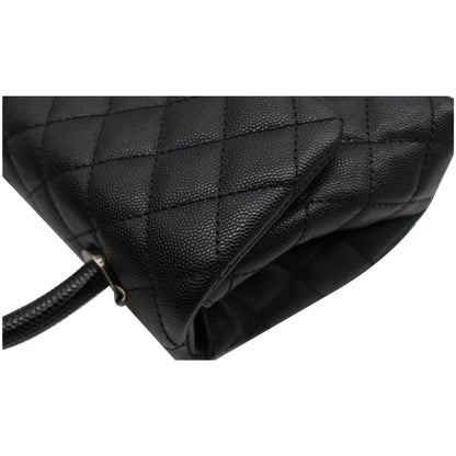CHANEL Coco Mini Top Lizard Handle Caviar Leather Shoulder Bag Black