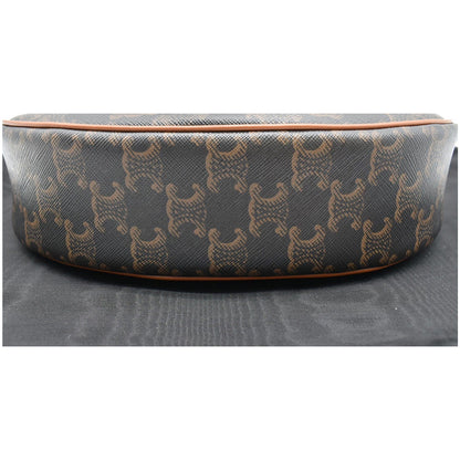 CELINE Ava Triomphe Canvas Calfskin Shoulder Bag Brown