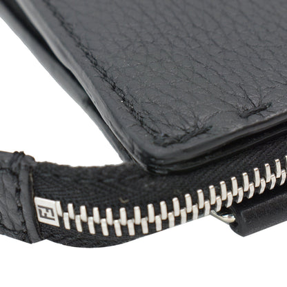 FENDI Leather Crossbody Messenger Bag Black