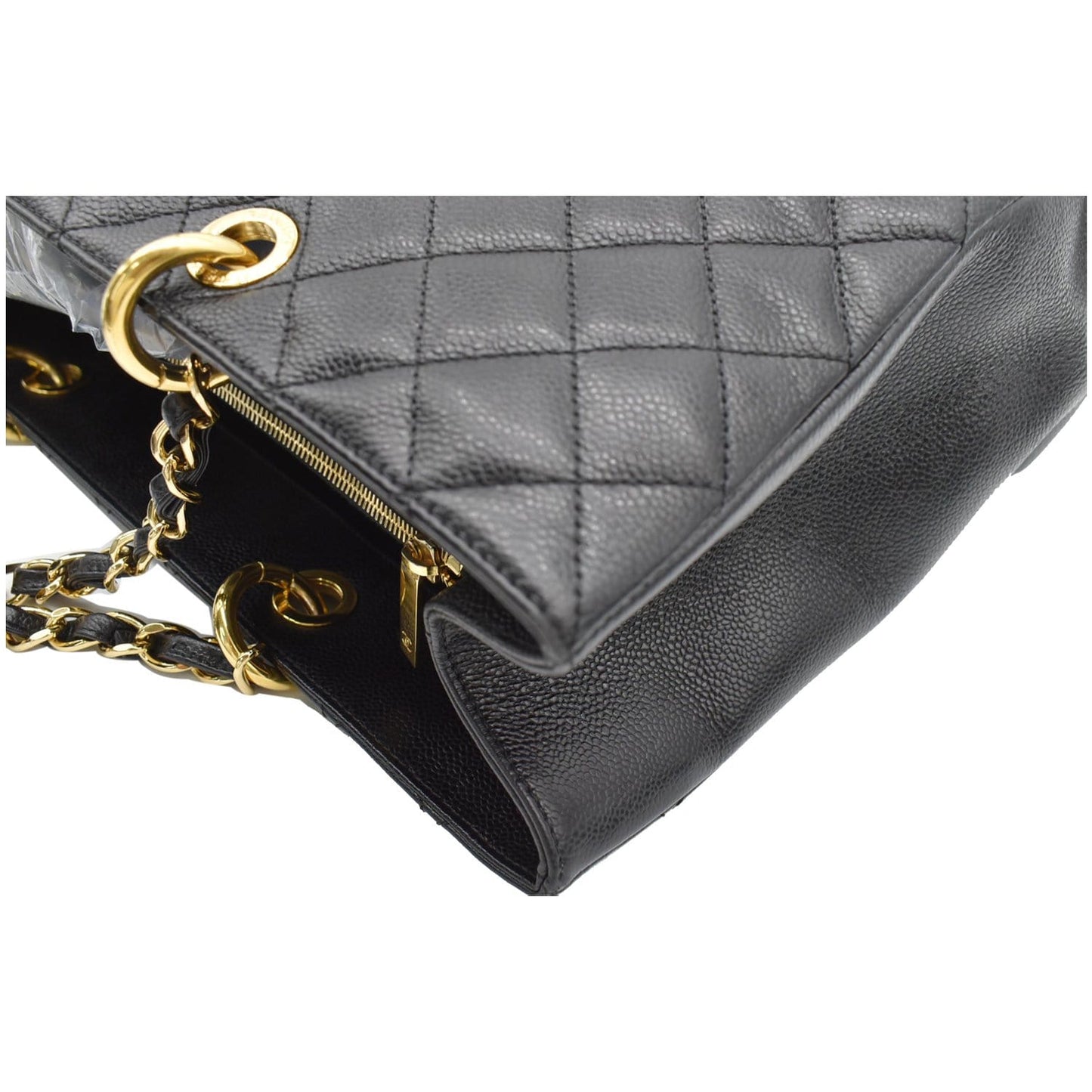CHANEL XL Grand Quilted Caviar Leather Shopping Tote Bag Black