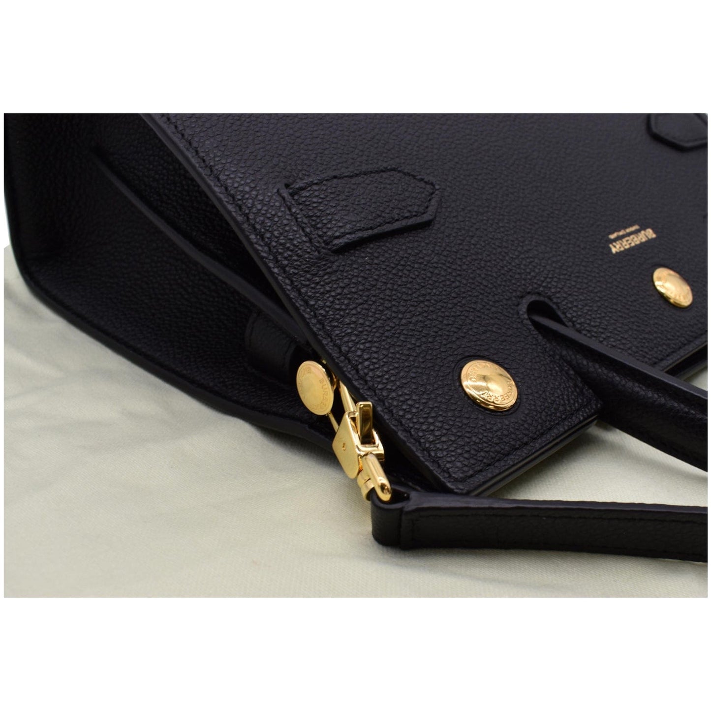 BURBERRY Mini Title Grainy Leather Top Handle Crossbody Bag Black
