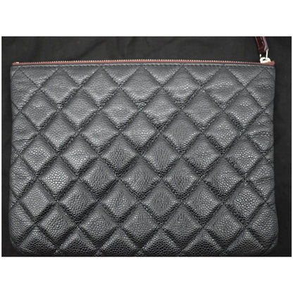 CHANEL Caviar Leather O-Case Zip Pouch Black