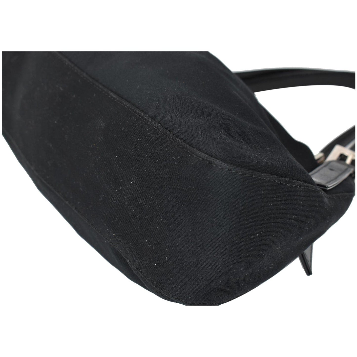 FENDI Mama Baguette Neoprene Canvas Shoulder Bag Black