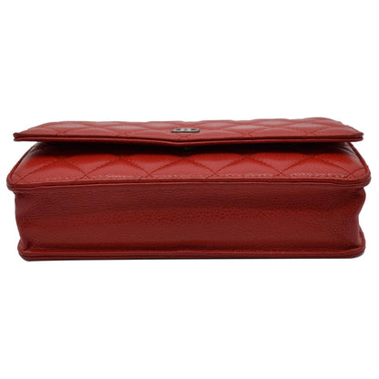 CHANEL CC WOC Caviar Leather Chain Crossbody Bag Red